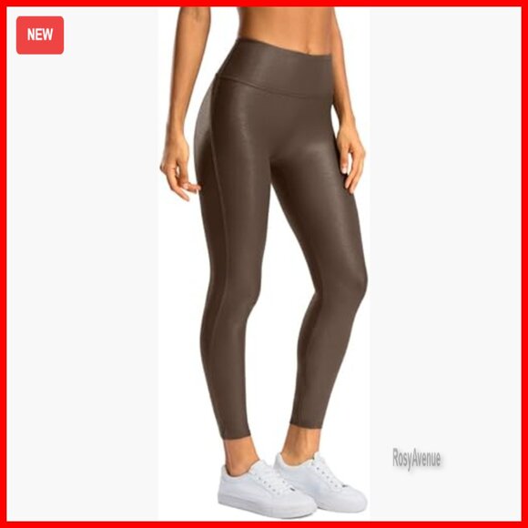 High Waisted Faux Leather Leggings 25/27/29 Inch Tummy Control Stretch Pants